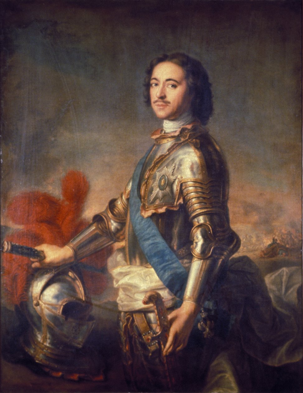 J、M、ナティエによるロシア皇帝ピーターザグレートの肖像（ピーターI：1672-1725）。 作： 不明