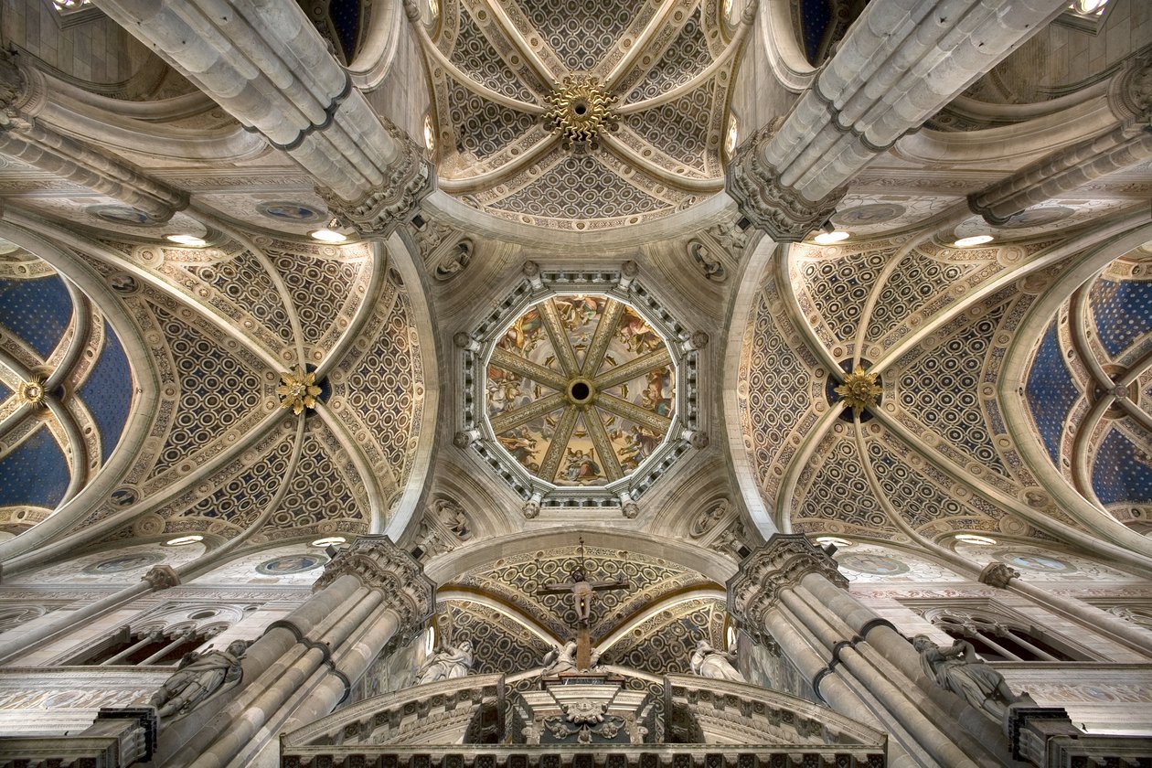 ドームとアーチ型天井、Certosa di Pavia、ロンバルディア州、イタリアの金庫室のビュー 作： 不明
