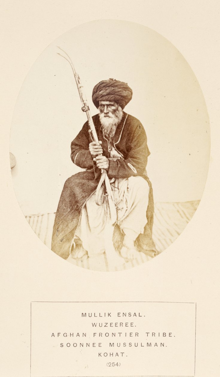 Mullik Ensal、J。Forbes Watson著、The People of IndiaのKoat、アフガンフロンティア部族のWuzeeree部族、1868年発行（アルブメンプリント） 作： 英語の写真家