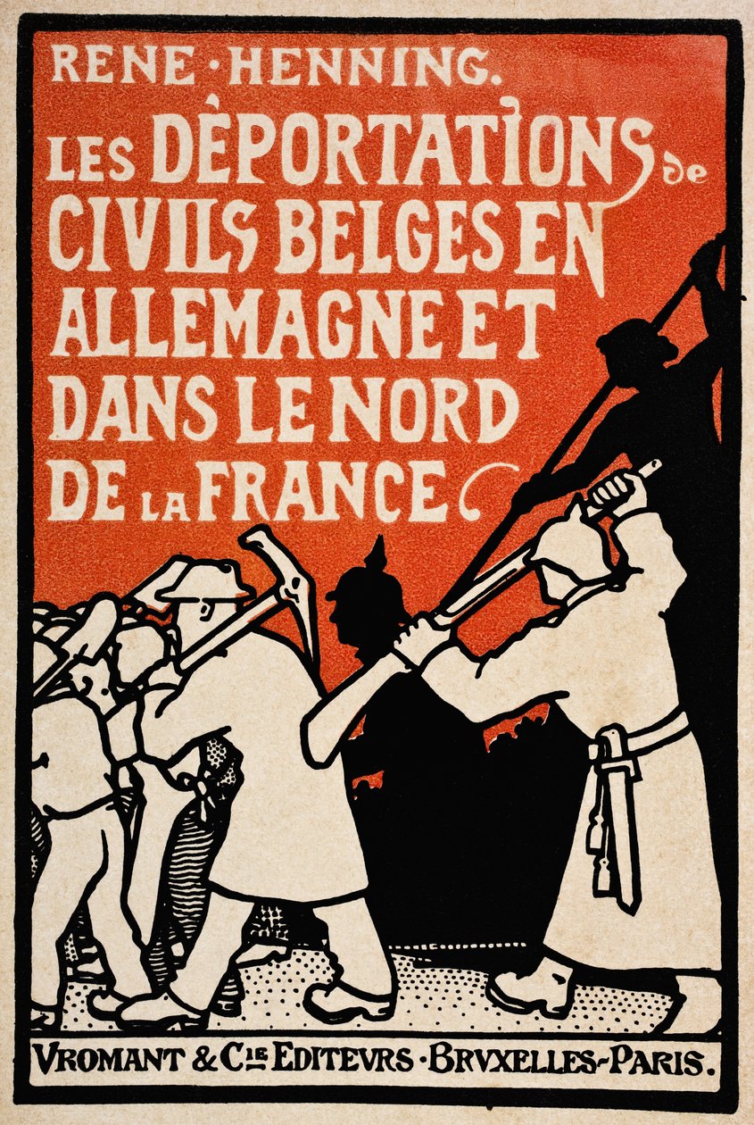 1919年ブリュッセル-パリのVromant et Cieが発行したルネヘニングによるドイツおよび北フランスのベルギー民間人の強制送還の表紙 作： 不明