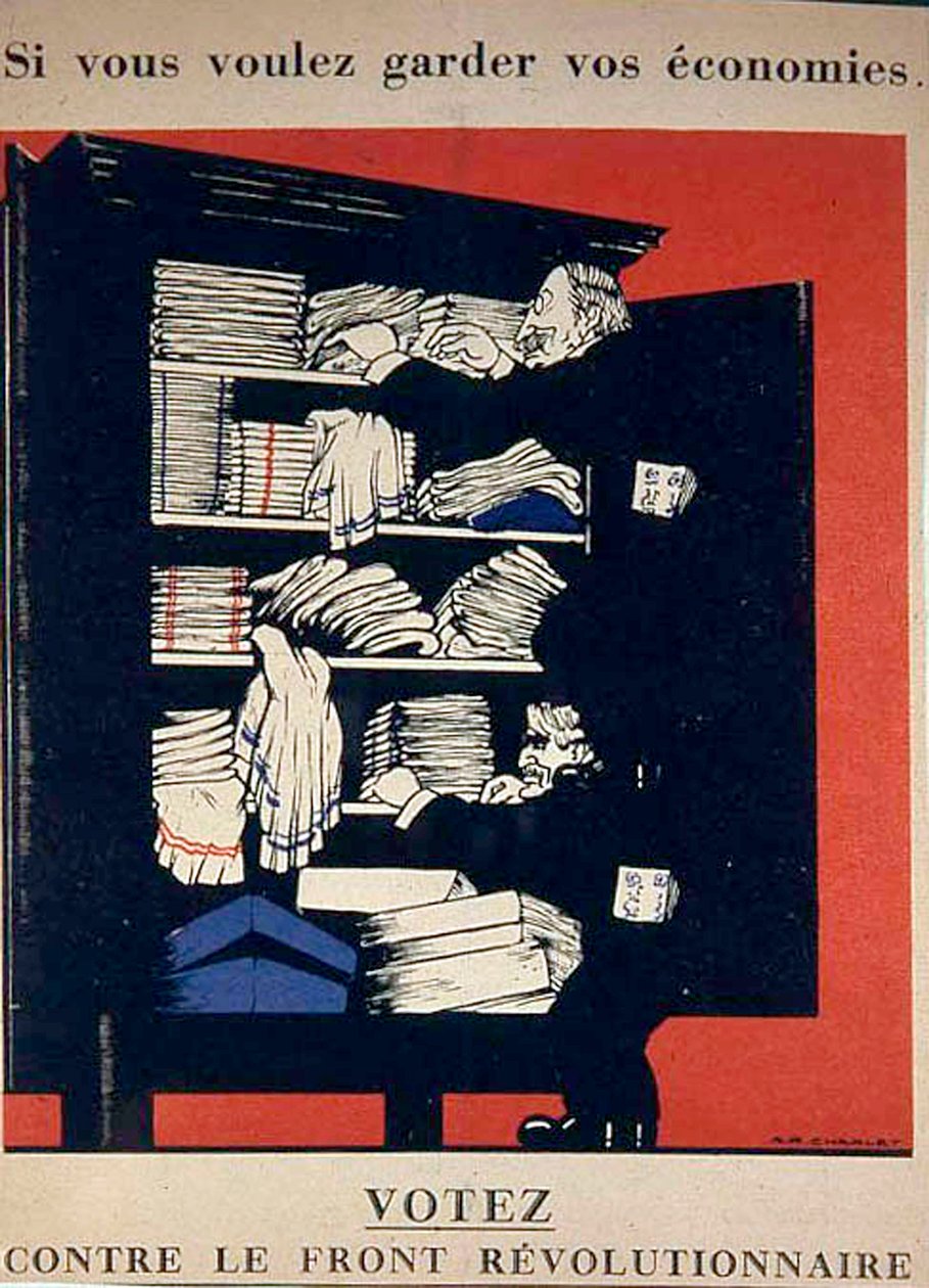 貯蓄を維持したい場合は、1936年に革命的なフロントの反共産主義ポスターに反対票を投じてください 作： 不明