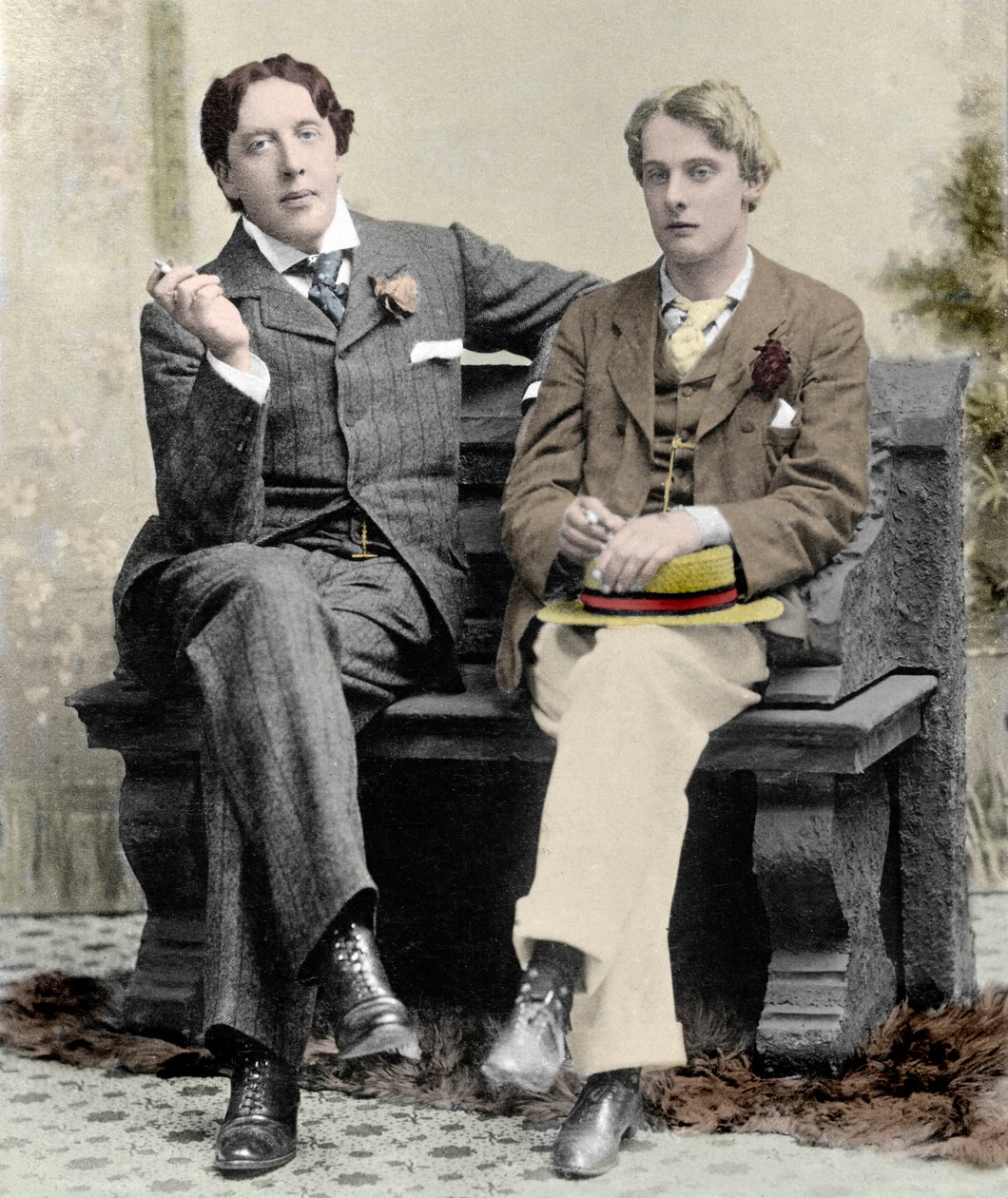 オスカーワイルドとロードアルフレッドダグラス、1894年（カラー写真） 作： 不明
