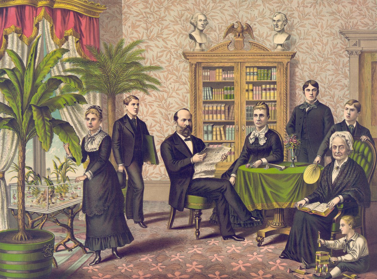 ジェームズガーフィールドと彼の家族、パブ。クルツとアリソン、1882年 作： アメリカの学校