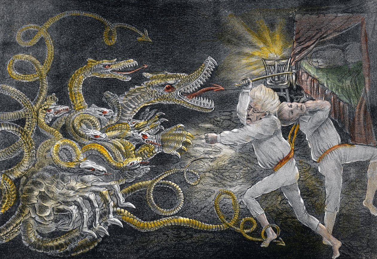 政治的ヒドラ、パブ。 1833（手描きの彫刻） 作： アメリカの学校