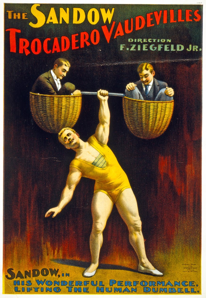 Sandow Trocadero Vaudevilles c.1894の広告ポスター 作： アメリカの学校