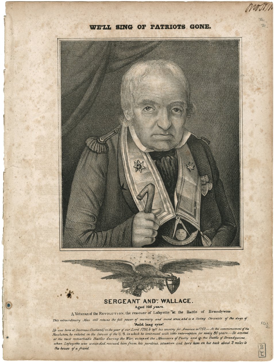 Well Sing of Patriots Gone、William Clifton [楽譜カバー]、c.1835（リトグラフ[楽譜カバー]） 作： アメリカの学校