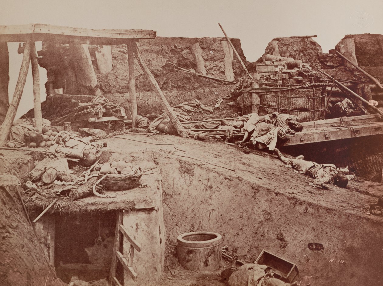第二次中国戦争、1860年の北京での戦いの後の英仏の砦 作： 英語の写真家