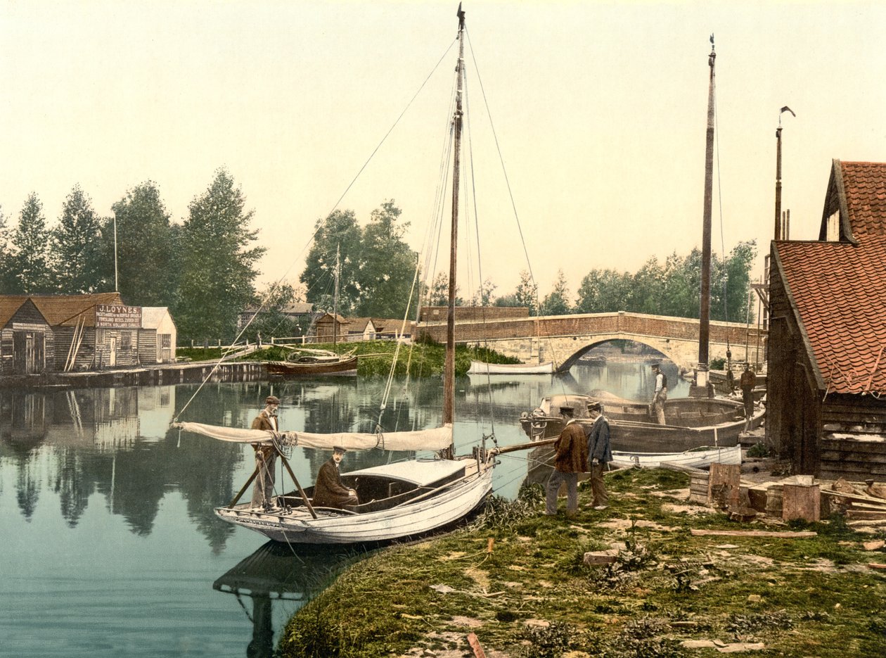 ロクサム橋、パブ。 C 1890-1900（クロモリソグラフ） 作： 英語の写真家