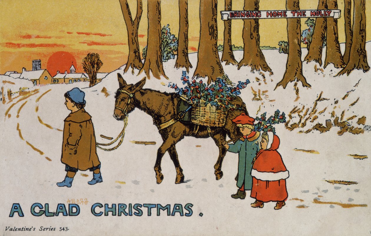 嬉しいクリスマス-ヒイラギを家に持ち帰る 作： 英語学校