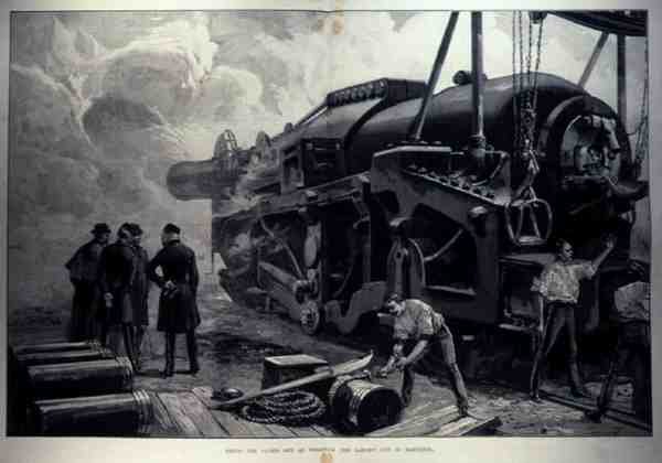 The Illustrated London News、1887年6月11日、ウーリッチ（現存する最大の銃）で111トンを発射 作： 英語学校