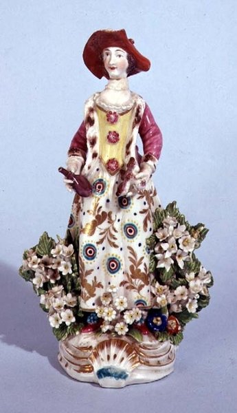 シリーズ「四大陸」のアメリカのロングトンホールのフィギュア、1758年頃（磁器） 作： 英語学校