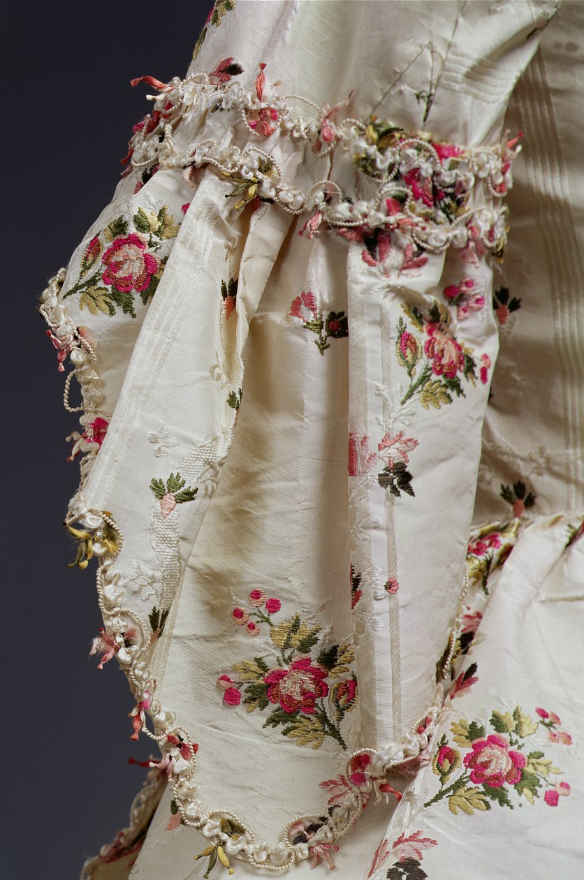 レディースドレスの袖のディテール、c.1775-80（シルク） 作： 英語学校
