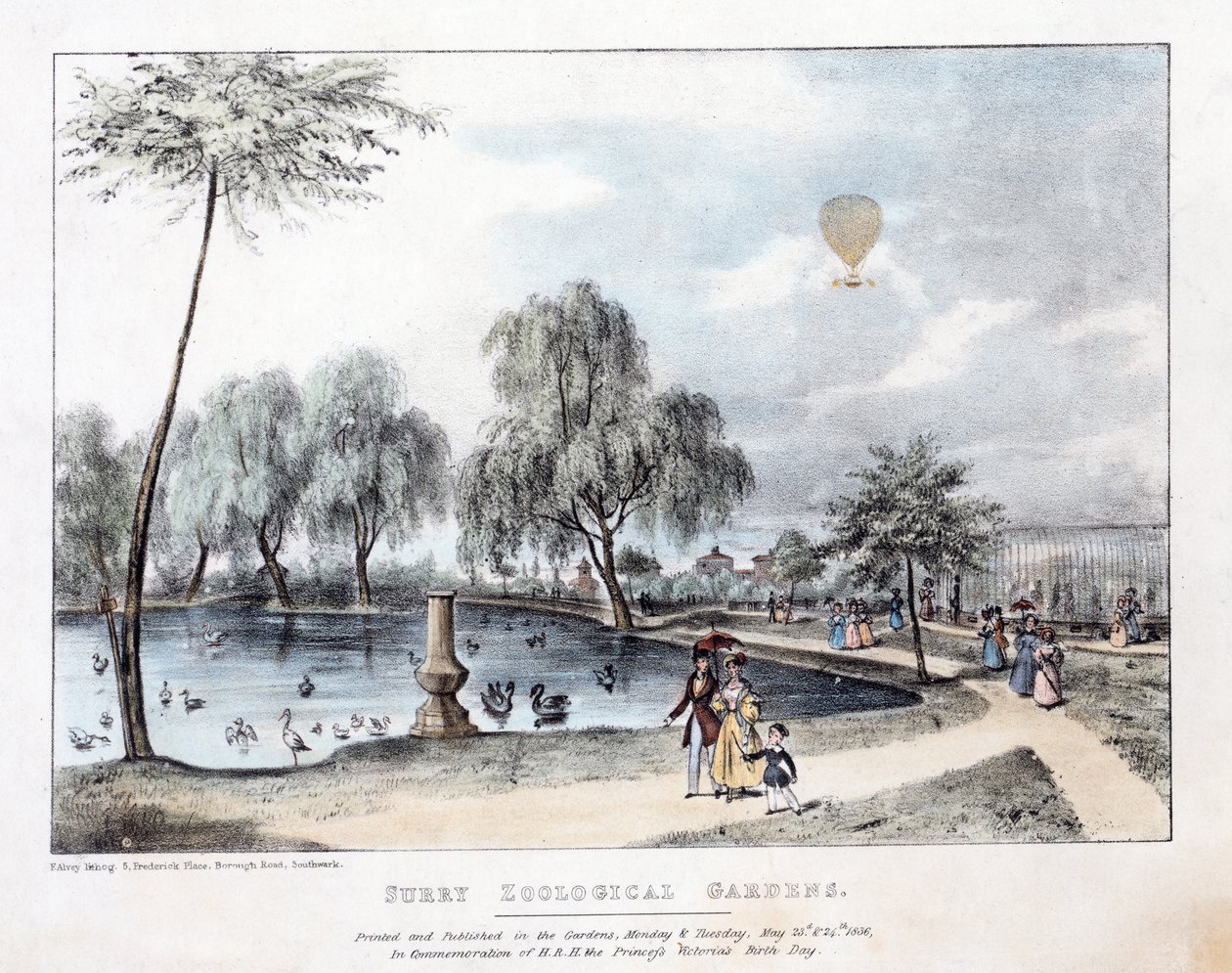 サリー動物園。パブ。 1836年（手描きの彫刻） 作： 英語学校