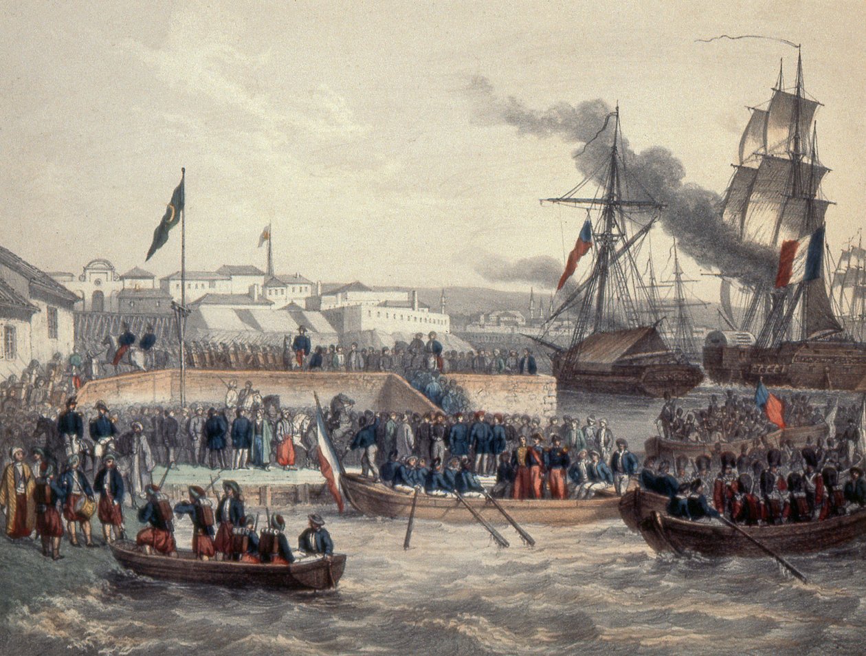 1854年のマーシャルセントアルノー軍の命令で下船した英仏軍 作： フランス語学校