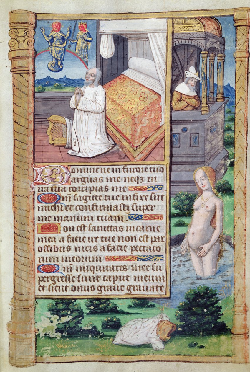 Fol.51rデイビッドとバトシェバ、ローマの使用時間より 作： フランス語学校