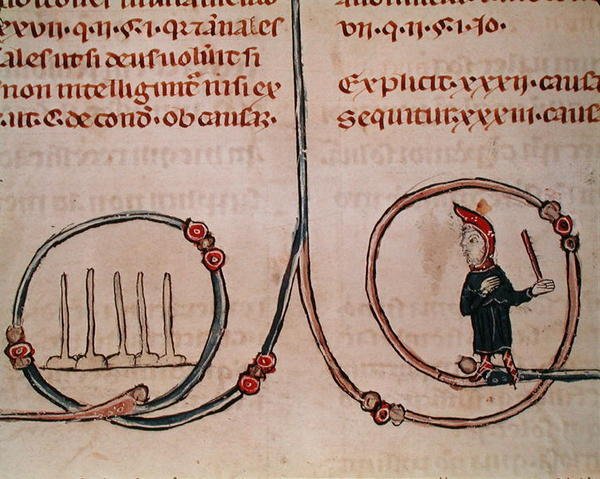 Ms 372 fol.181v Decrets de Gratienのスキットルズをする男 作： フランス語学校