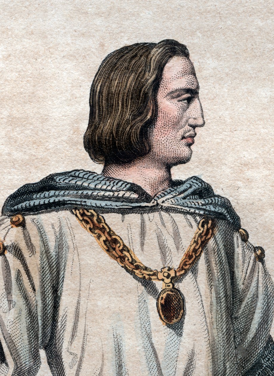 フランス国王フィリップ2世アウグストゥス（1165-1223）の肖像。 作： フランス語学校