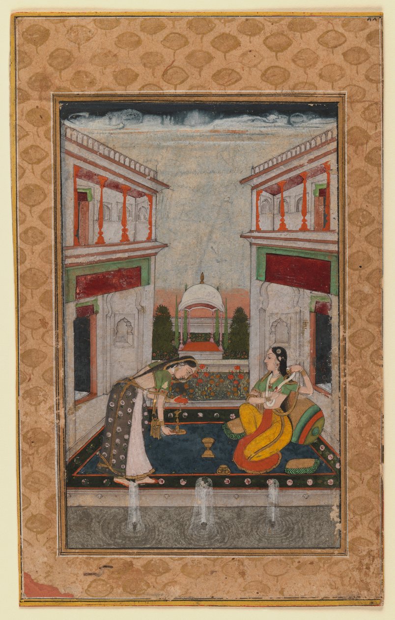Syam Kalyan Ragini、c.1740-1750（紙に不透明なトイレ） 作： インドの学校