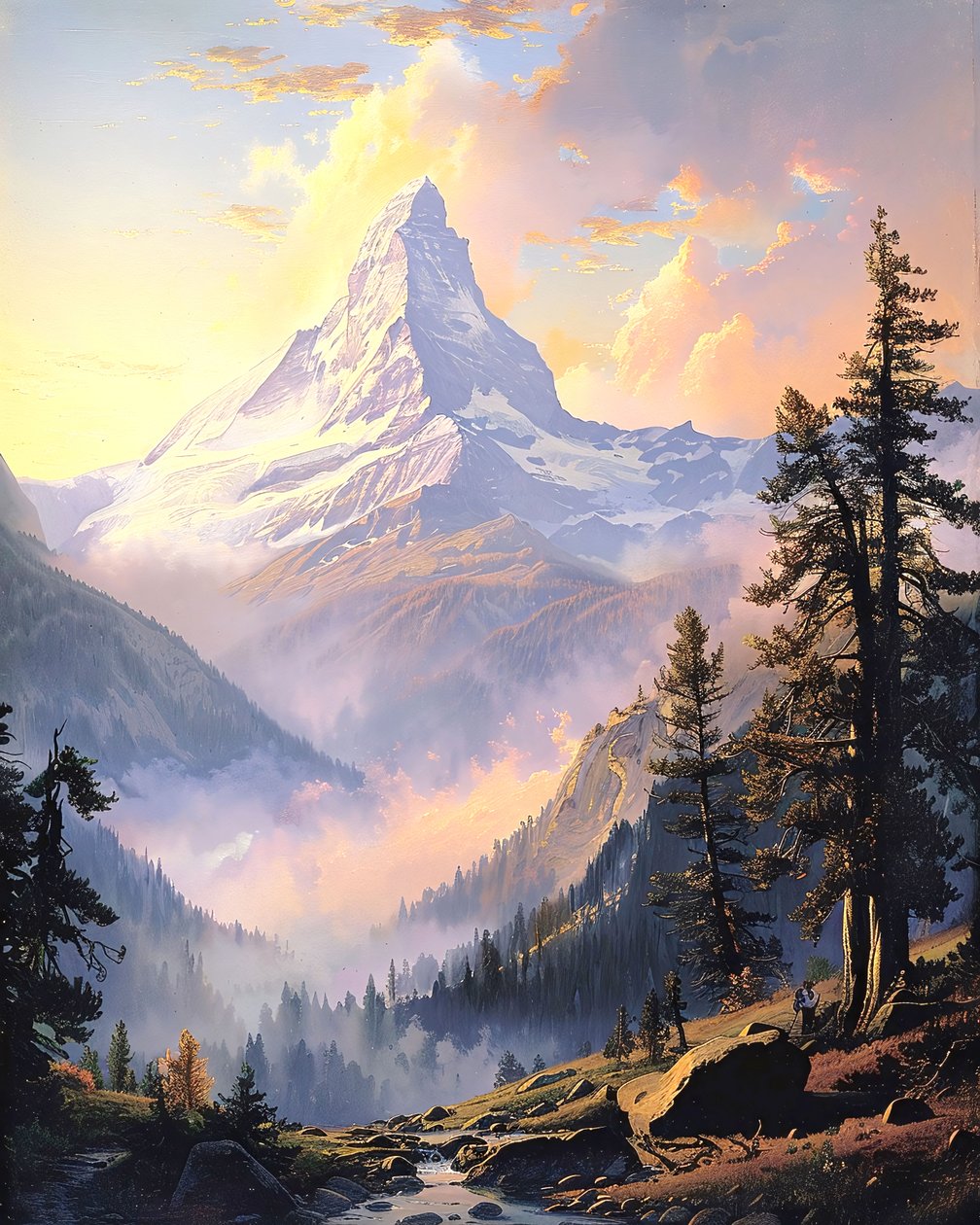 遠くの山のある風景、モダンな壁飾りのアイデア 作： ファフタリ・アブデラヒム