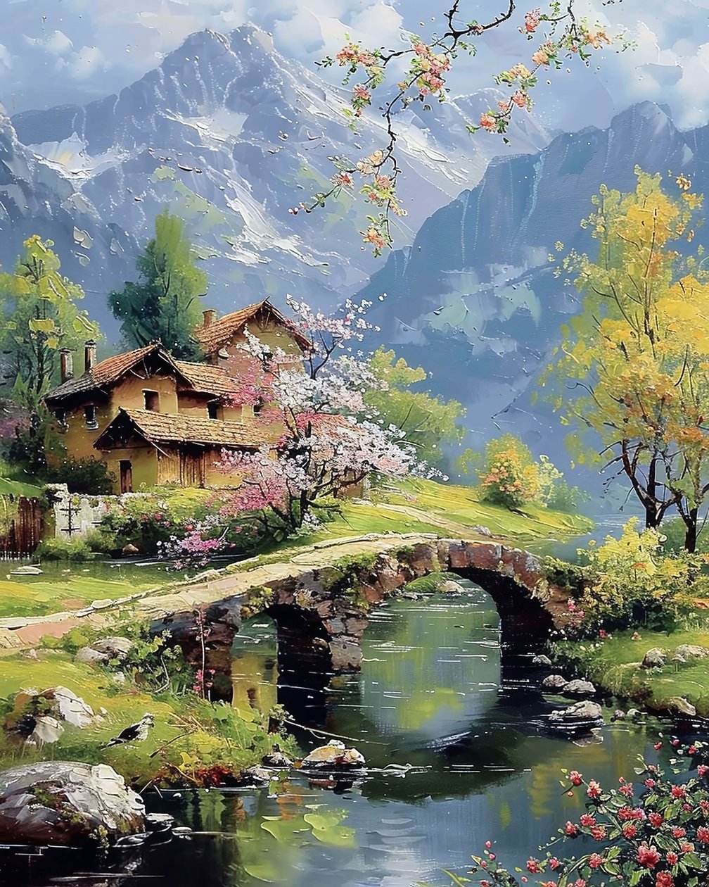 湖のある美しい風景、ウォールアート、キャンバスプリント 作： ファフタリ・アブデラヒム