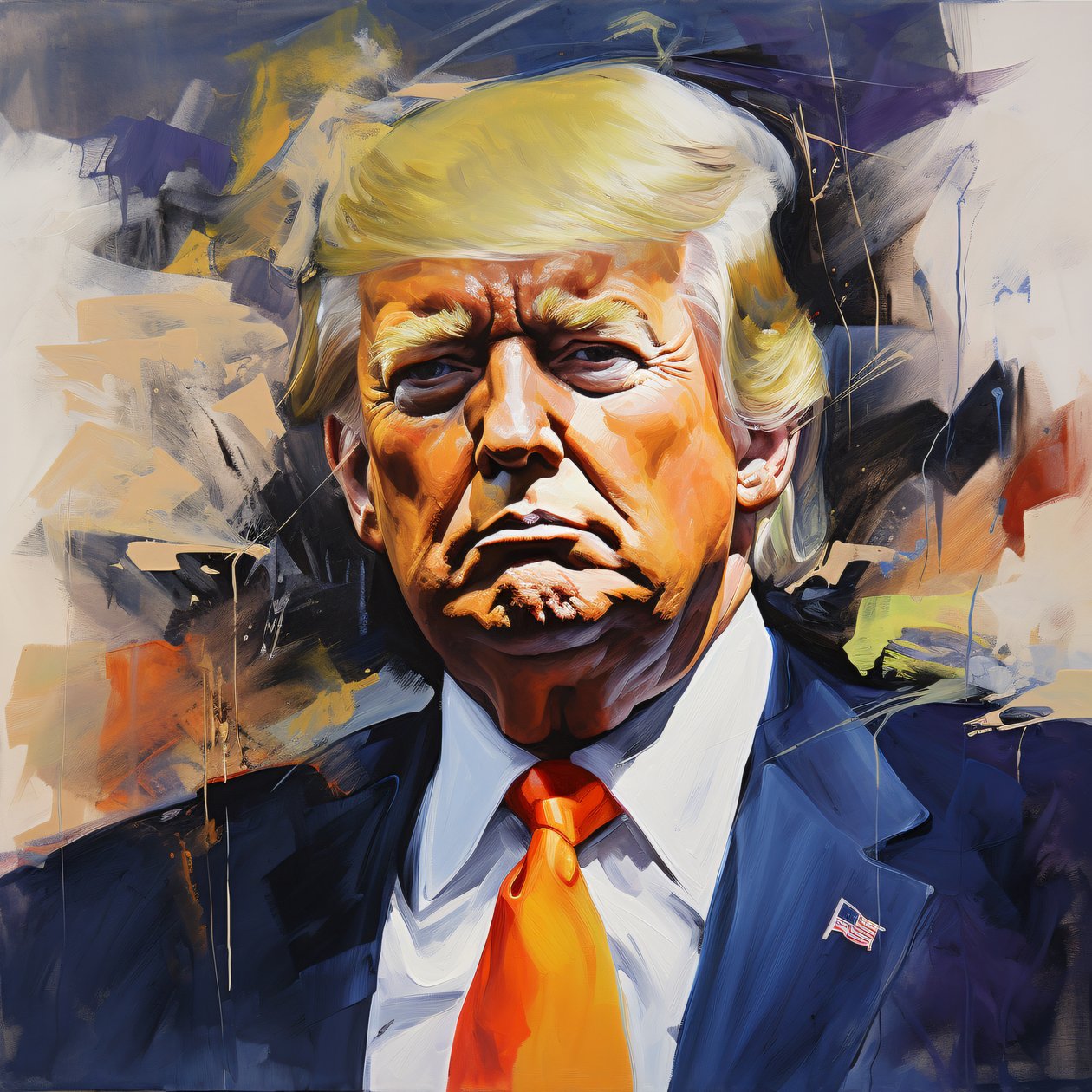 アクリルドナルドトランプ絵画、現代的なウォールアート、オフィスの壁の装飾 作： ファフタリ・アブデラヒム