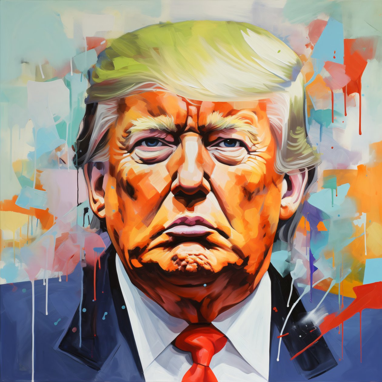 ドナルド・トランプのキャンバス油絵プリント、額入り木製壁掛けアートプリント 作： ファフタリ・アブデラヒム