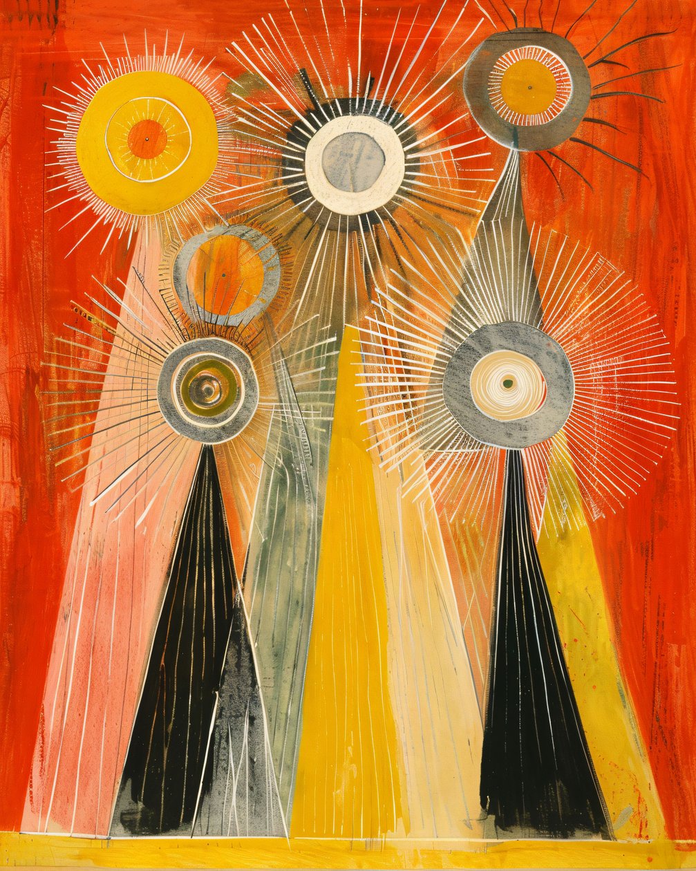 抽象的な油絵 Hilma af Klint インスピレーション、神秘的なスタイル、古典的な壁の装飾 作： ファフタリ・アブデラヒム