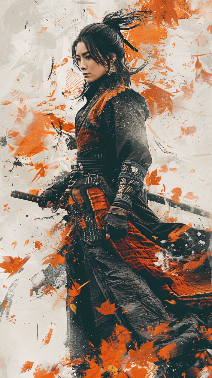 落書き野生のスタイル、武道、額装された壁の装飾のサムライの女性 販売 作： ファフタリ・アブデラヒム