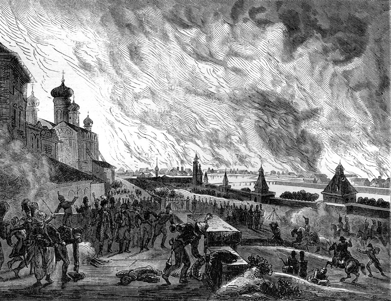 1812年9月15日、モスクワで火災。1882年から1884年。 作： A.エティエンヌ