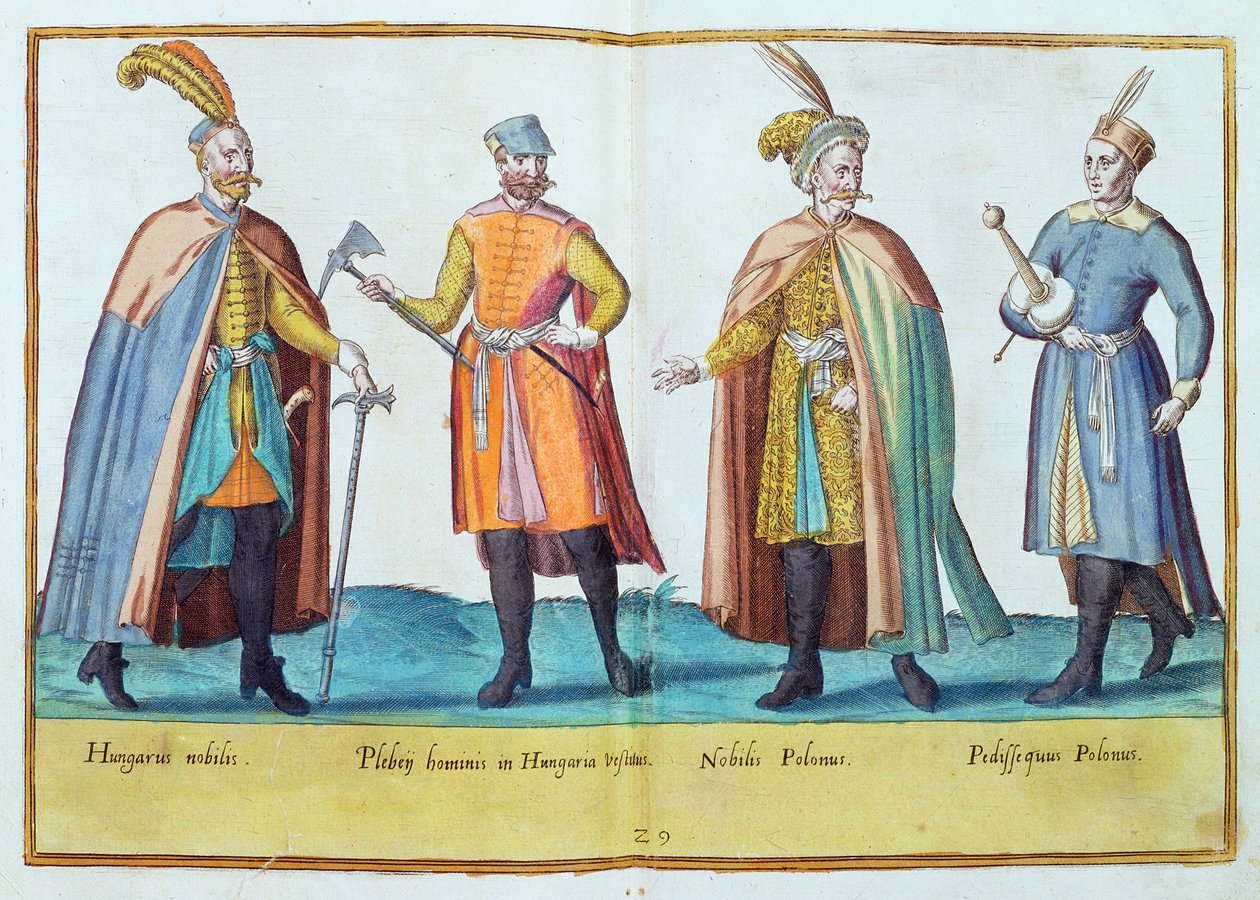 1577年にケルンで出版された「オムニアムポーンジェンティウムイマジンズ」の16世紀の衣装（手塗りの彫刻） 作： アブラハム・ド・ブルーイン
