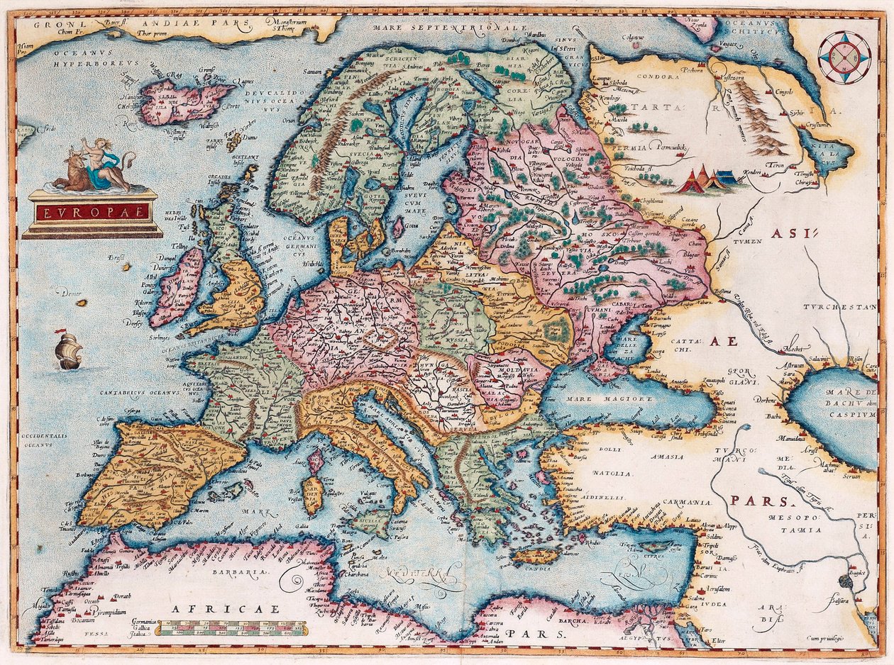 ヨーロッパから：旧世界、1579 作： アブラハム・オルテリウス