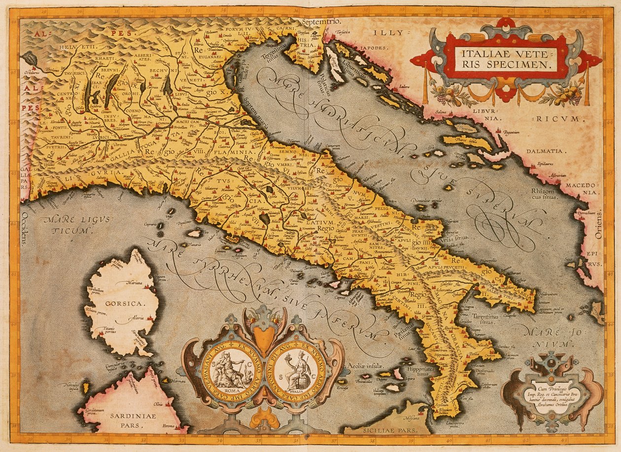 アブラハム・オルテリウスによるイタリアの地図 作： アブラハム・オルテリウス