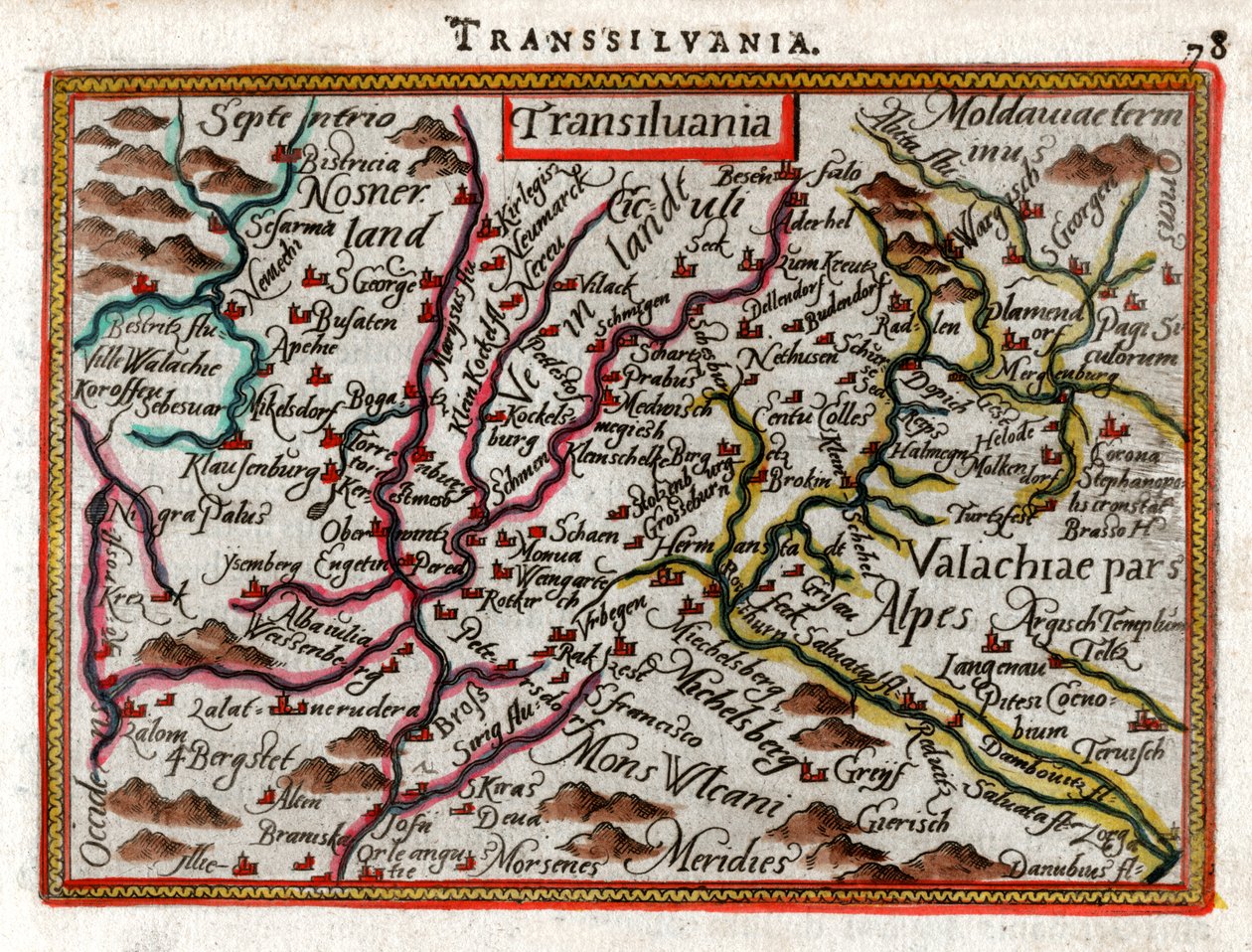 トランシルバニア 1590 の地図 作： アブラハム・オルテリウス