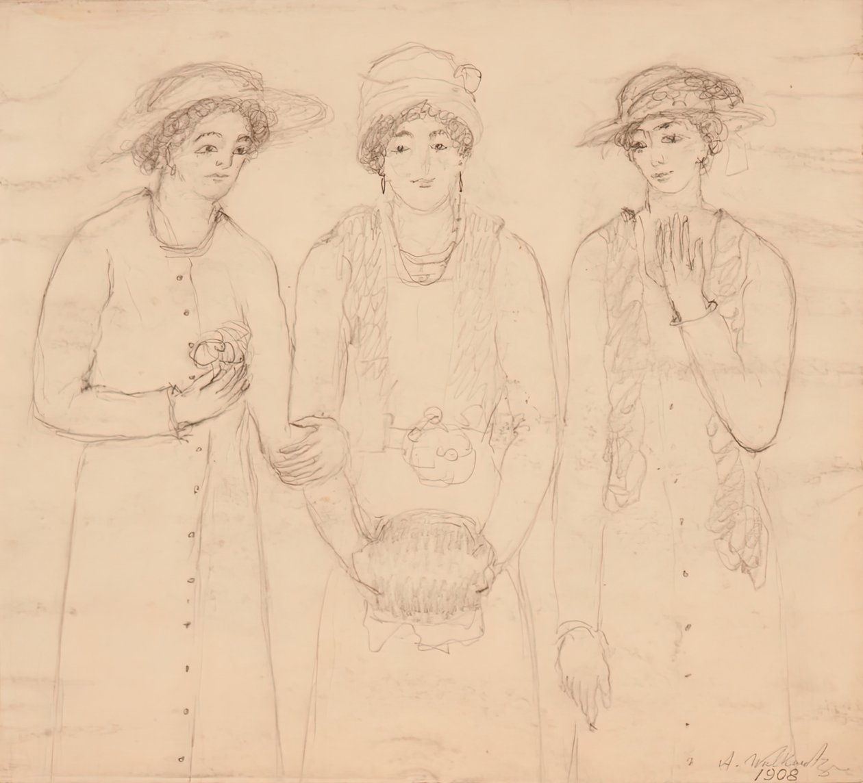3 人の女性、1908 年。 作： アブラハム・ウォーコウィッツ