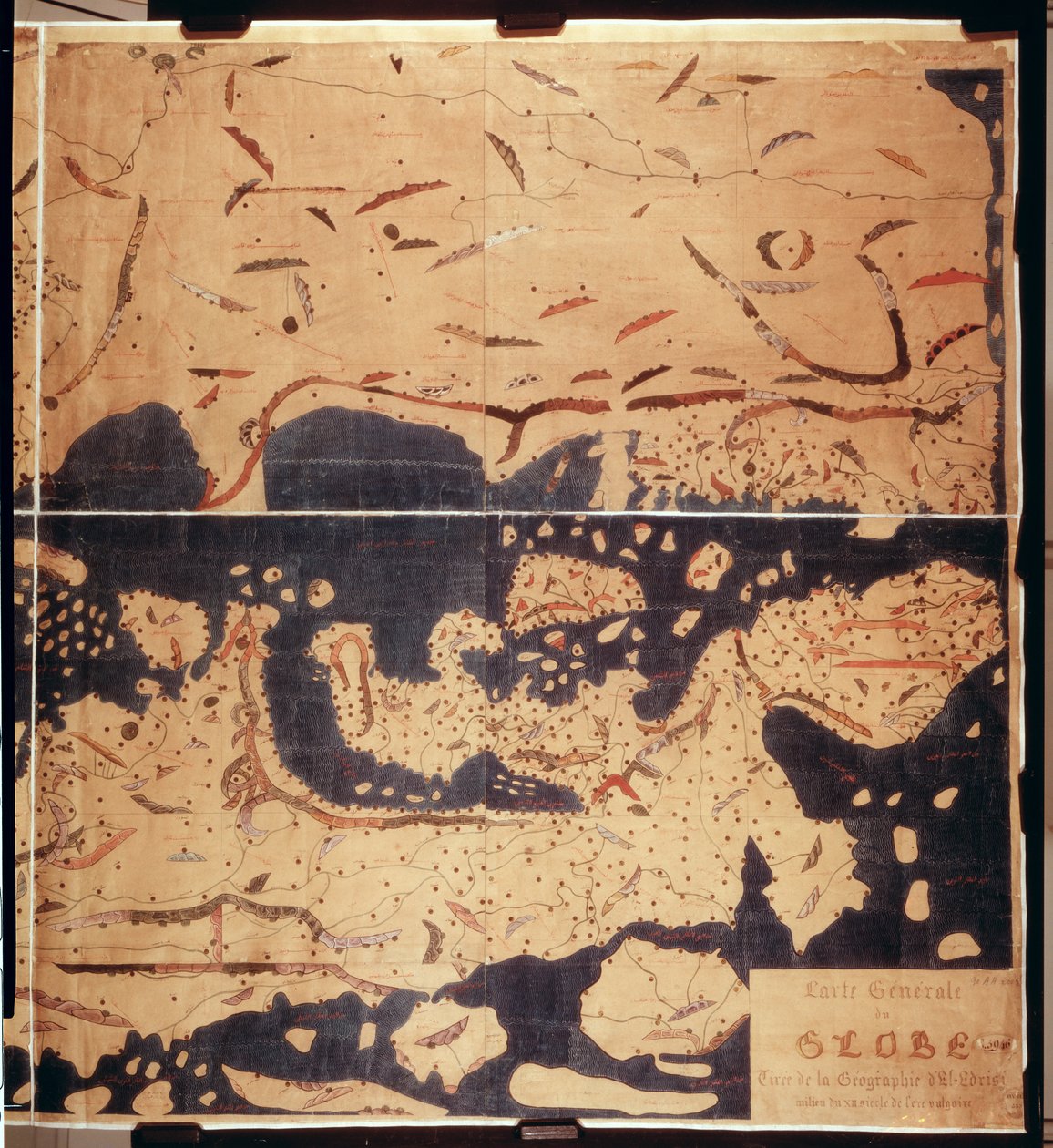 Ms. Arabe 2221 fol.203 und 204地中海、ヨーロッパ、アフリカの地図、1300 作： アブ・ムハンマド・アル・イドリシまたはエドリシ