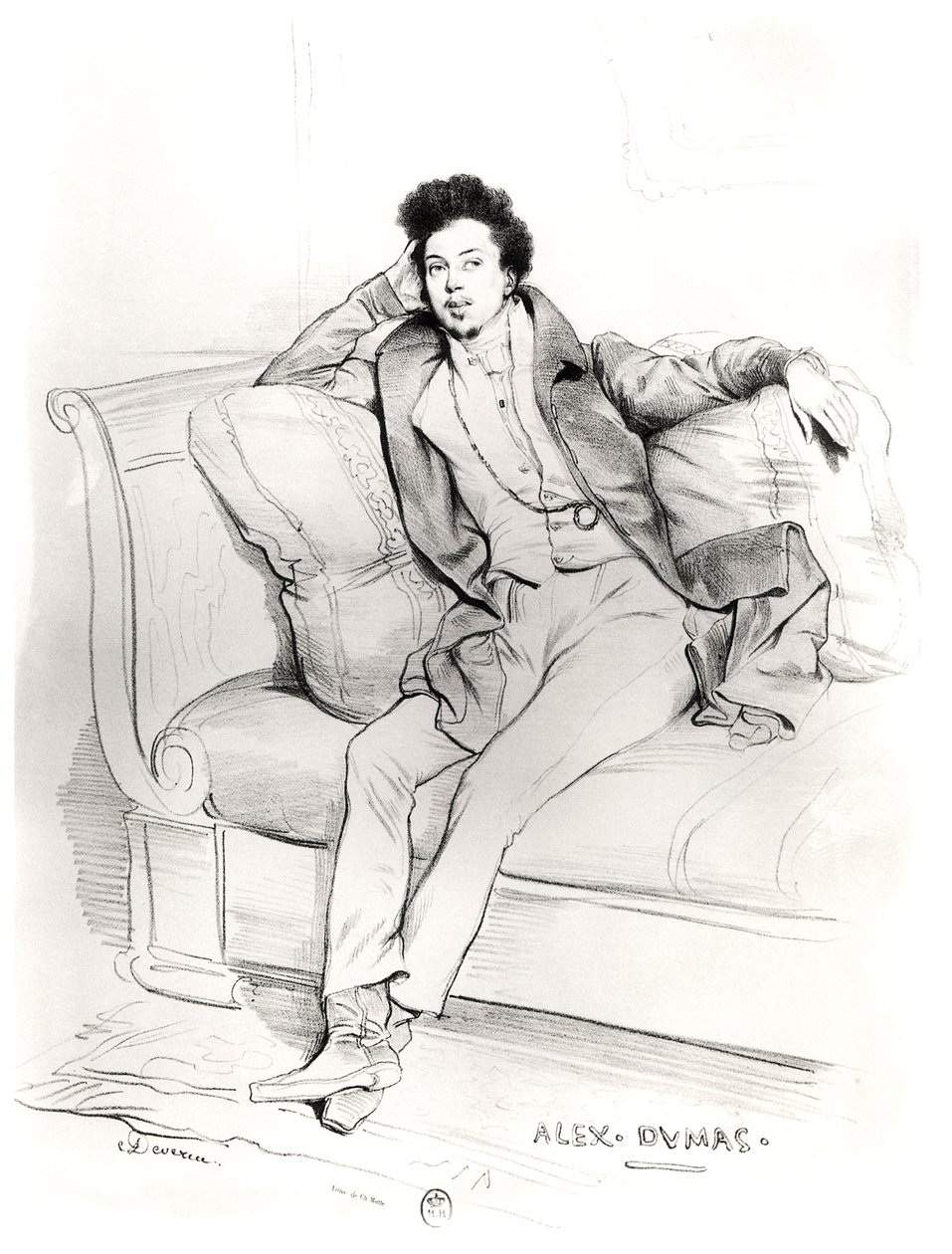 チャールズエティエンヌピエールモット（1785-1836）によって刻まれたアレクサンドルデュマペール（1803-70） 作： アキレ・デベリア