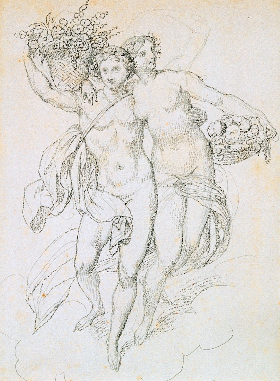 プシュケとキューピッド、c1820-1857 作： アキレ・デベリア