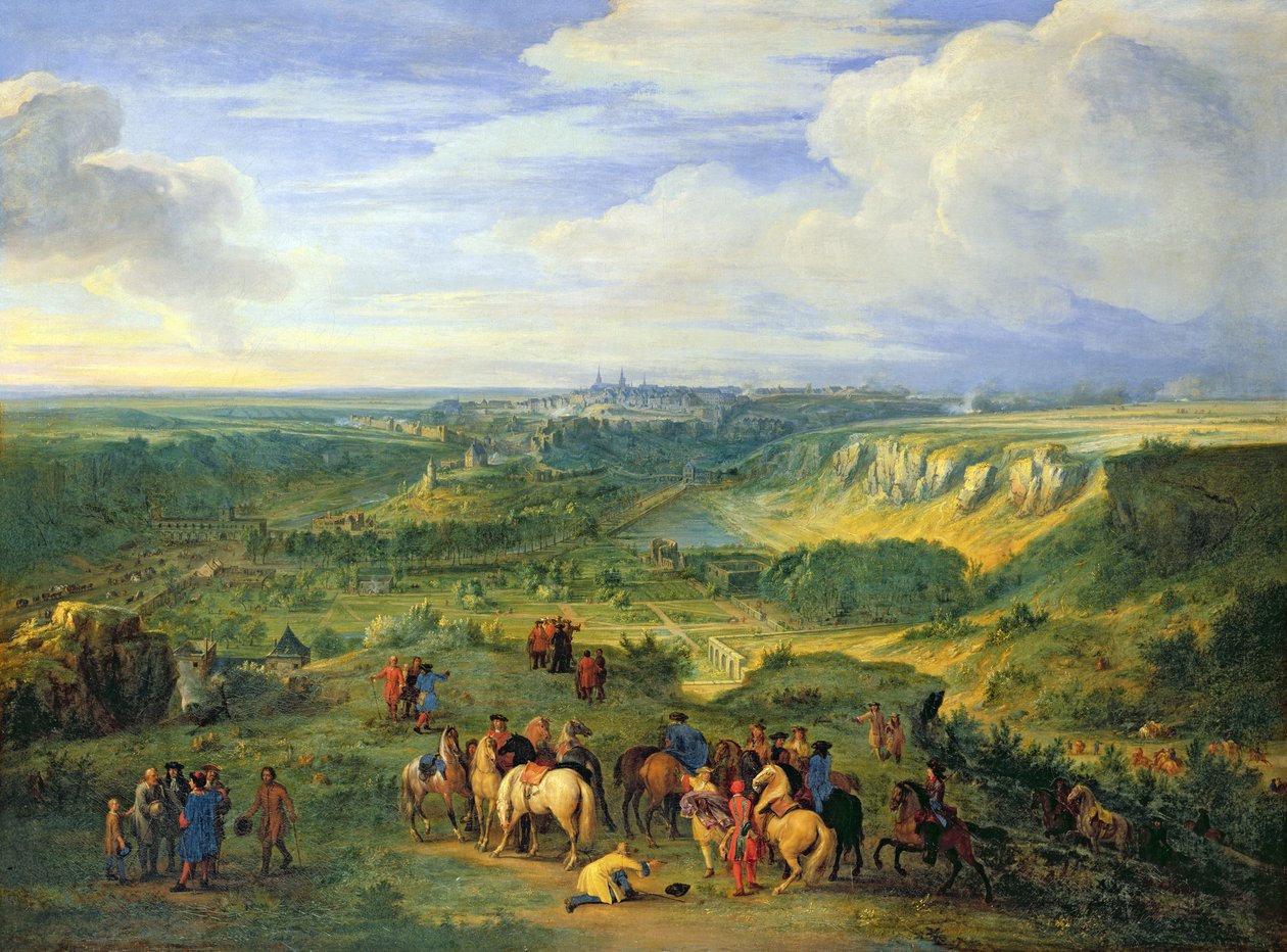 1684年、マンスフェルト浴場の近くからのルクセンブルク市の眺め 作： アダム・フランス・ファン・デル・ミューレン