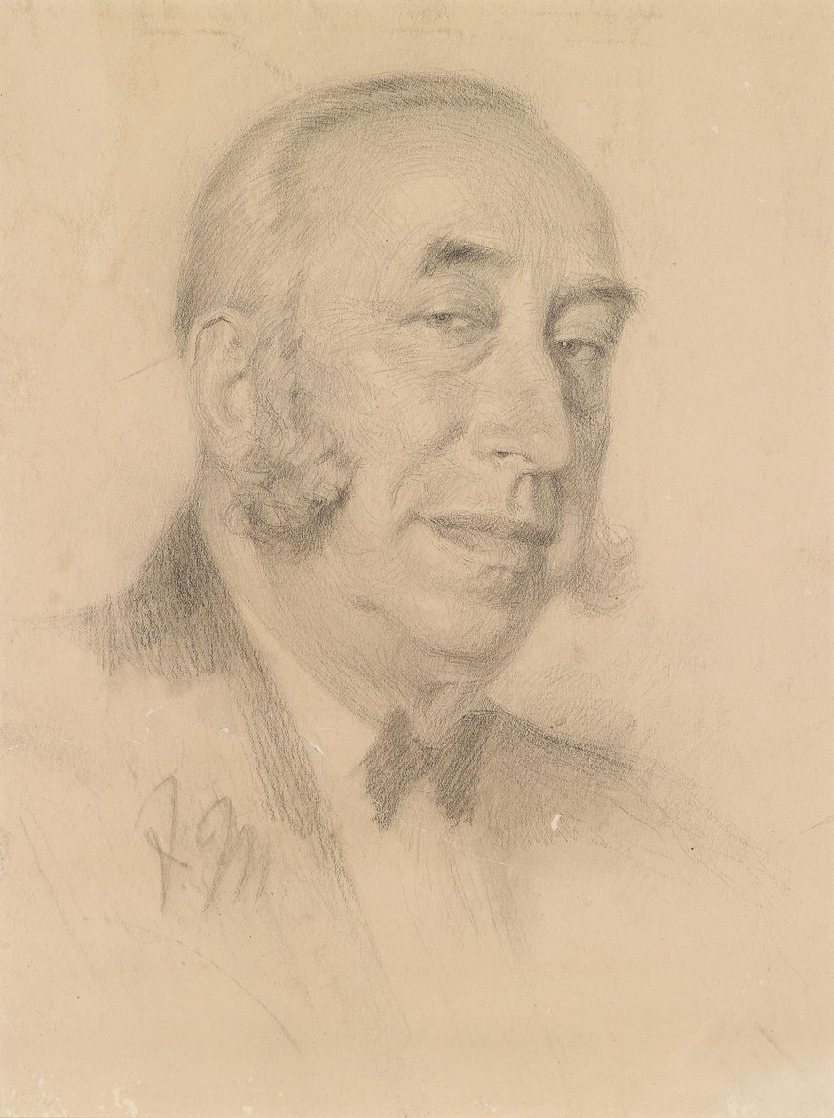 ひげを持つ紳士の肖像画 作： アドルフ・メンゼル