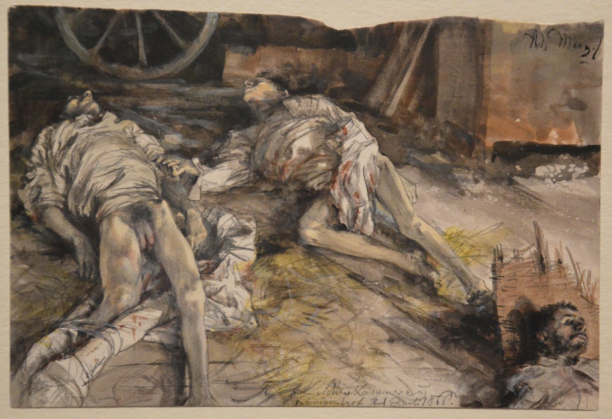 納屋に落ちた3人の兵士 作： アドルフ・メンゼル