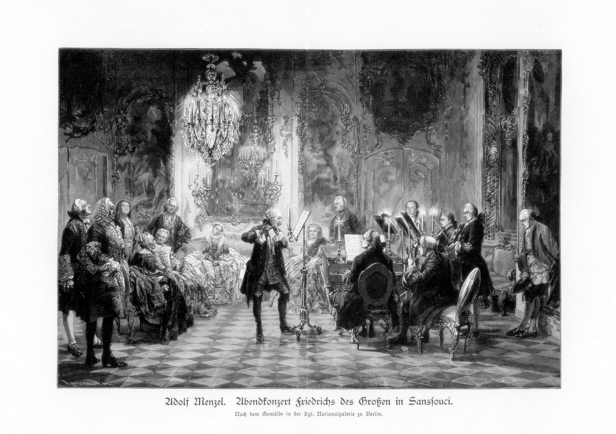 フレデリックグレートコンサート、サンスーシ、1852年、1900年。 作： アドルフ・メンゼル