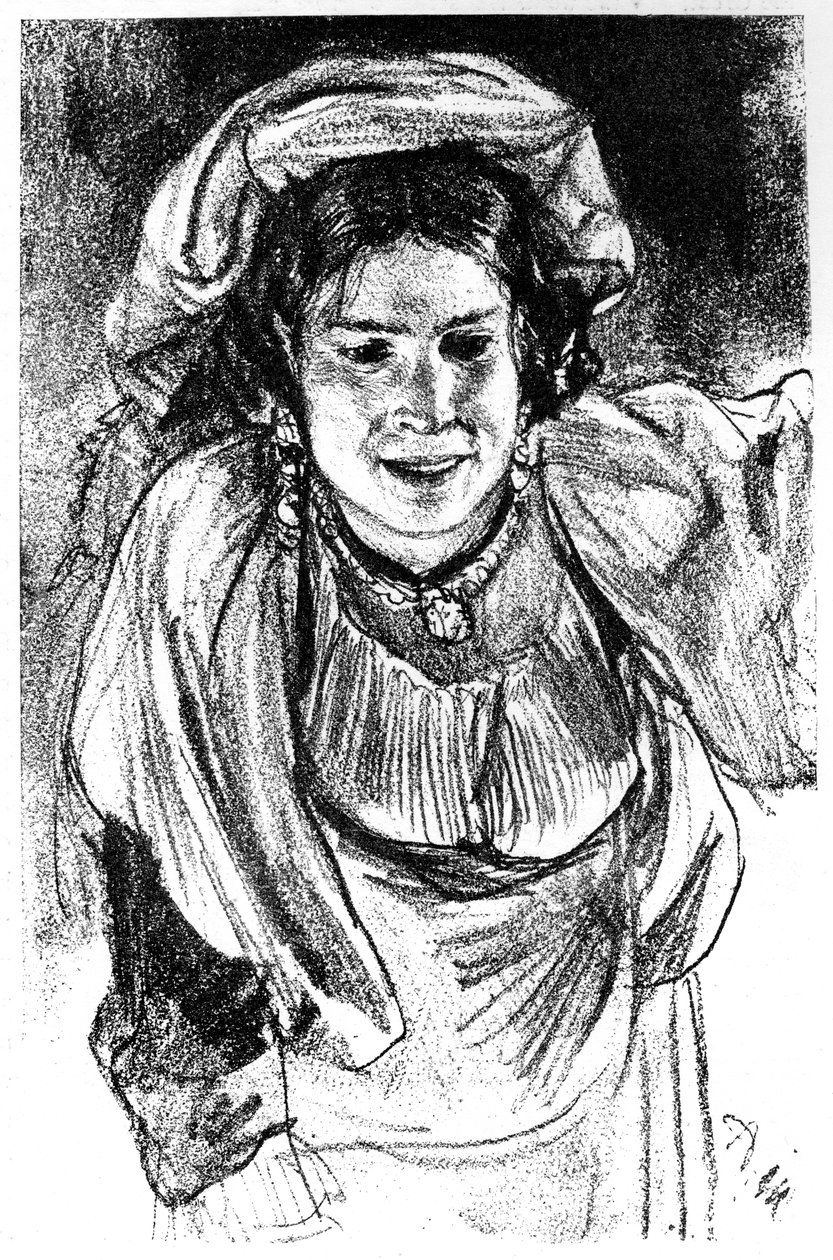 イタリアの少女の研究、c1880-1882。 作： アドルフ・メンゼル