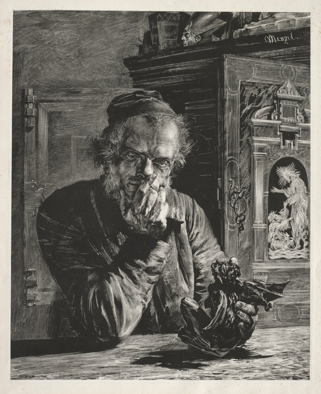 骨董品-自画像、1851年。 作： アドルフ・メンゼル