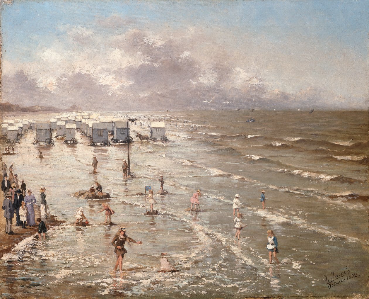 オステンドのビーチ、1892 作： アドルフ・ジェイコブス