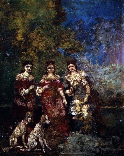 3人の女性（油彩・キャンバス） 作： アドルフ・ジョセフ・トーマス・モンティセリ