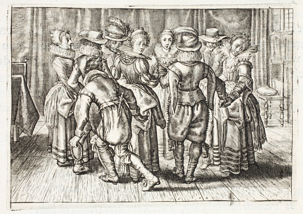 ダンス、「ジンネヴェルクの紋章」からのイラスト、ヨハネス・デ・ブルネ（1589-1658）、ヤン・ジェイコブス・シッパー、アムステルダム、1661年 作： アドリアーン・ピーテルス・ファン・デ・ヴァン