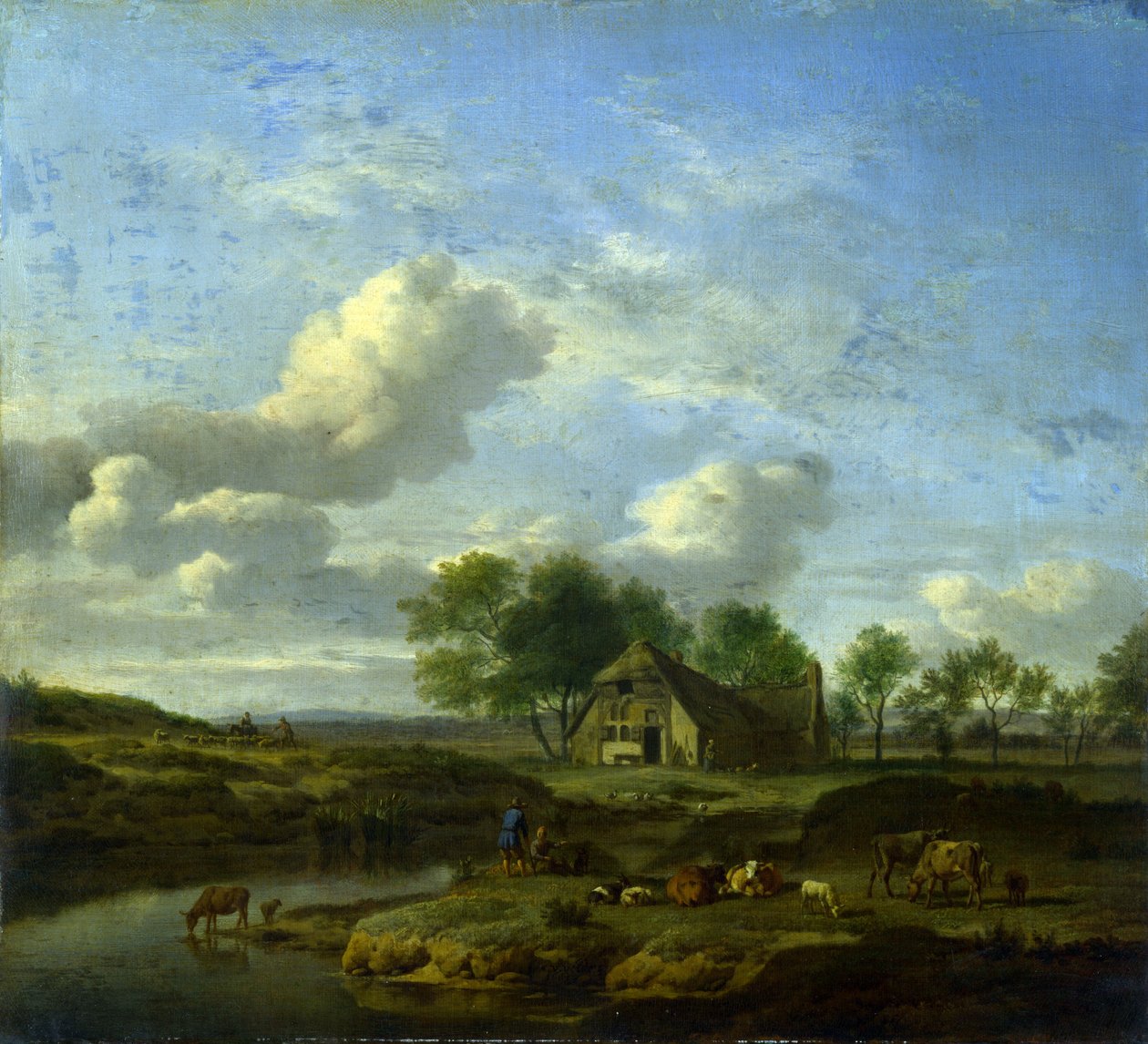 川沿いの農場のある風景 作： Adriaen van de Velde