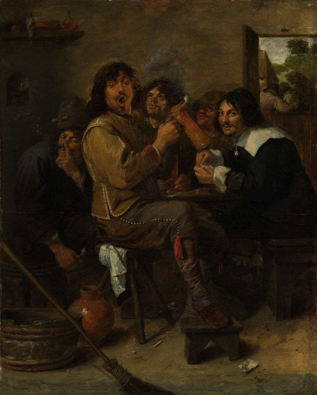 喫煙者、ca。 1636年。 作： アドリアン・ブラウワー