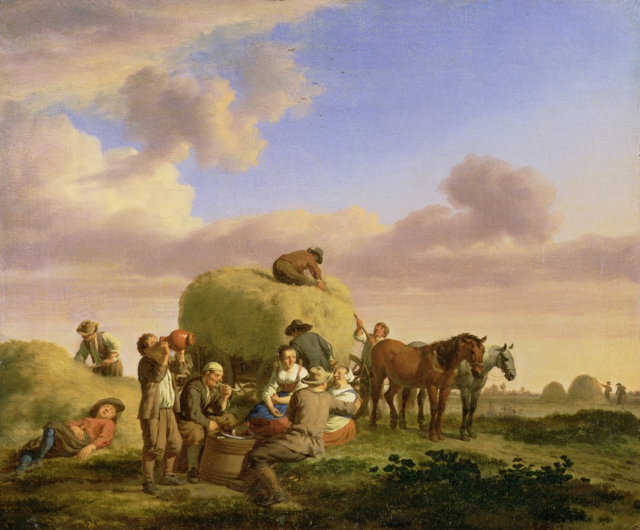 フィールドで休んでいる干し草メーカー 作： Adriaen van de Velde