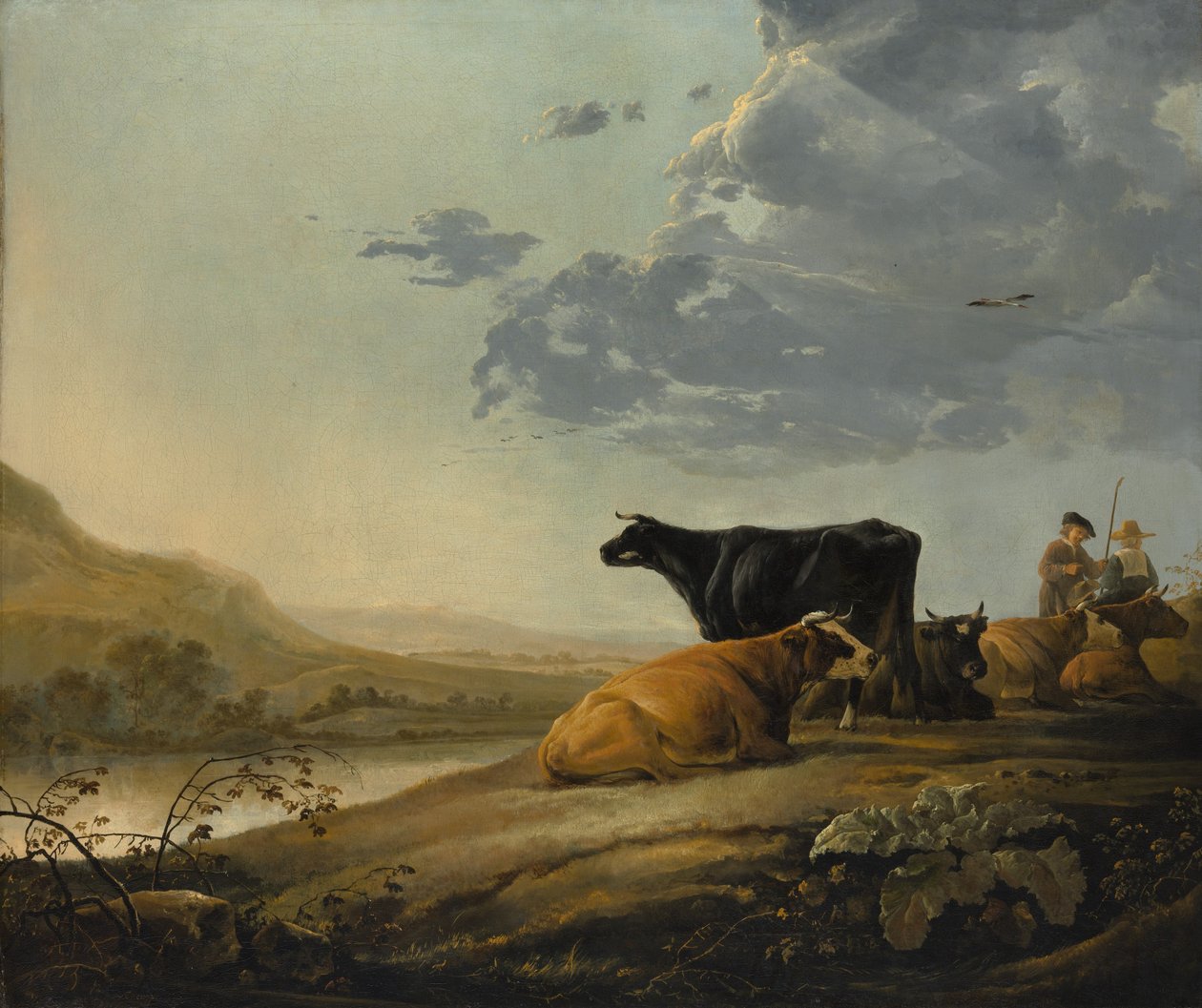 牛と若い牧夫、ca。 1655-60。 作： アエルバート・カイプ